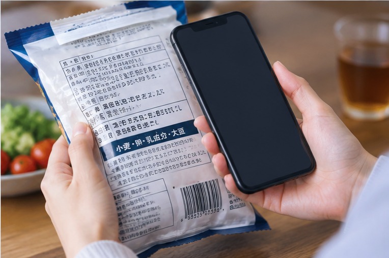 食品ラベルの表示を確認するイメージ